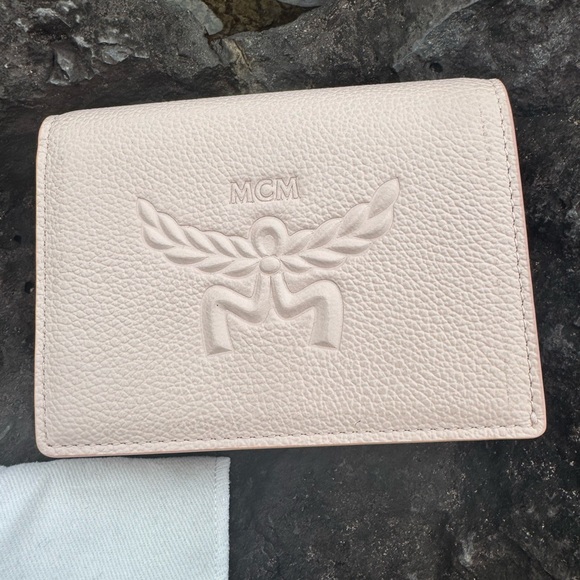 MCM Handbags - MCM NWOT Soft Pink Leather Bifold Wallet Embossed Logo Made in Korea
